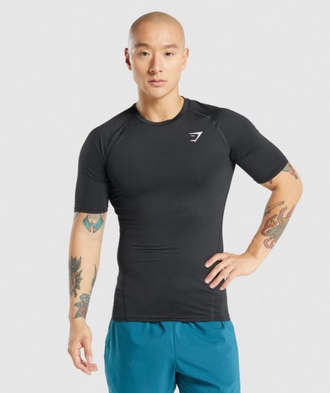 Men's Gymshark Element Baselayer T-Shirts Black | NZ 5IUPVE